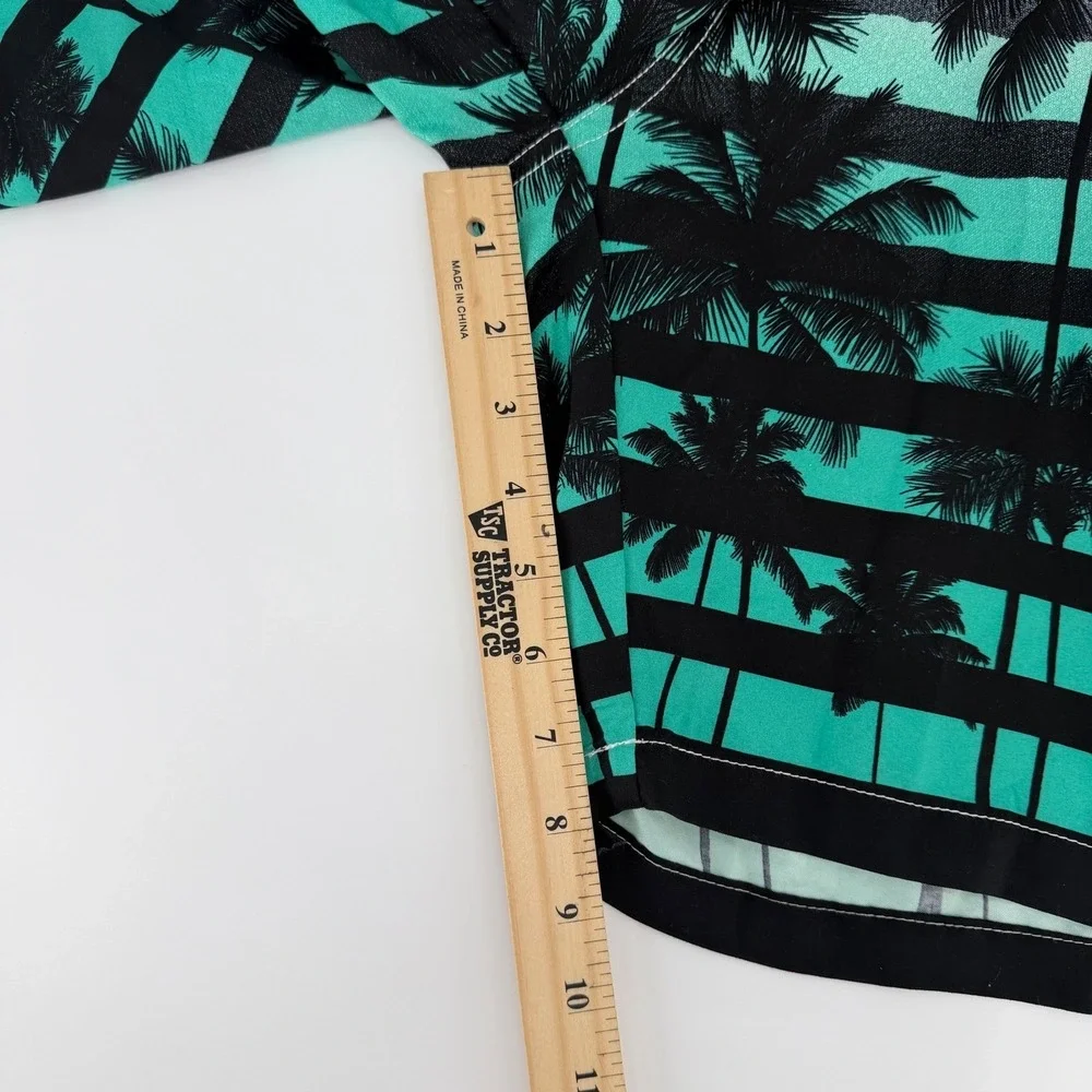 Kailua Surf Mens XXL Teal Palm Tree Striped Swim Trunks Board Shorts Mesh Lining